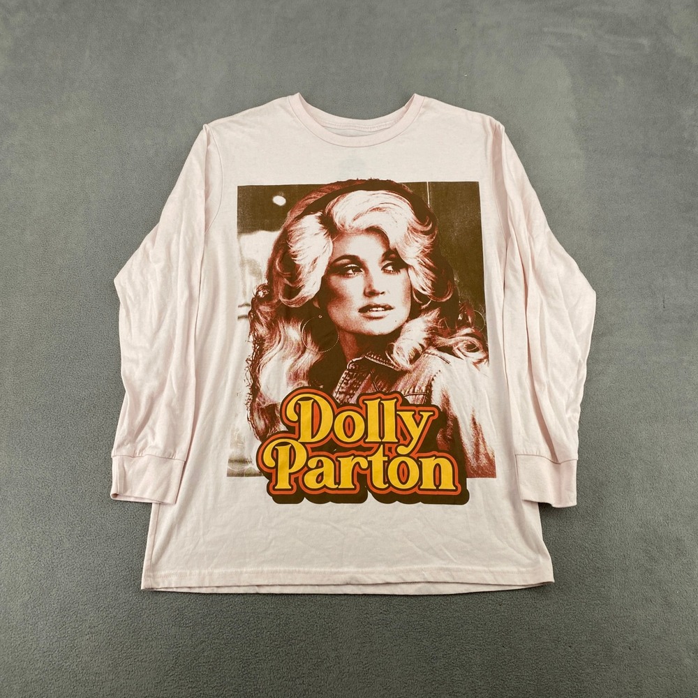 Dolly Parton Graphic Long Sleeve T-Shirt Light Pink Large Country Music Tee